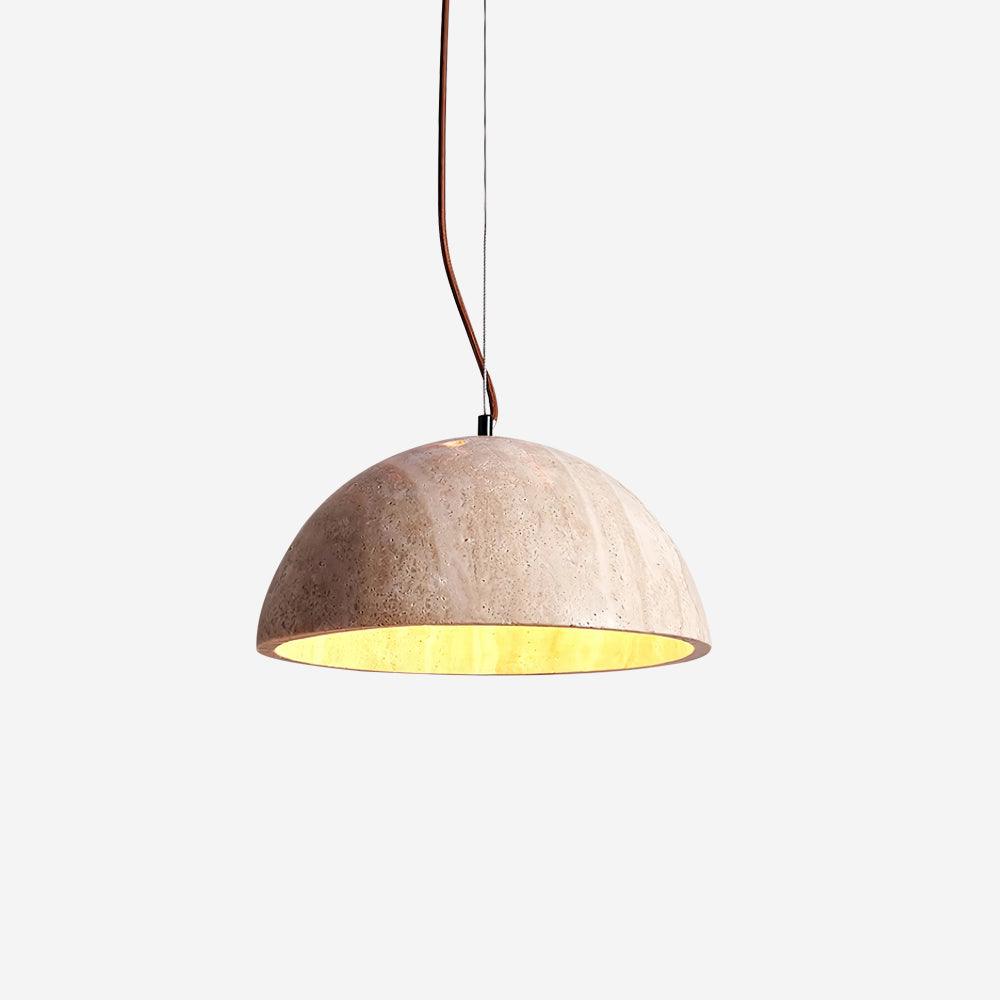 Warm Ambience Yellow Travertine Dome Pendant Light